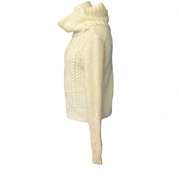 Express Cream Cable Knit Cowl Neck Sweater Wool Mohair Blend in XS - Picture 5 of 8
